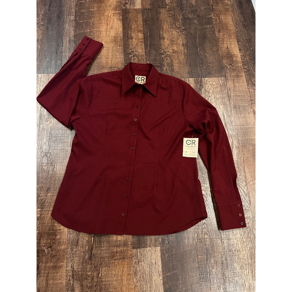 CR Ranchwear Sun Smart Western Show Shirt Burgundy Wine XL NWT Handmade Texas